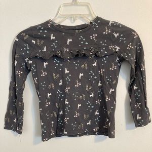 Little girls grey shirt with rabbit design